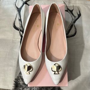 Kate Spade White Flats with Gold Embellishment